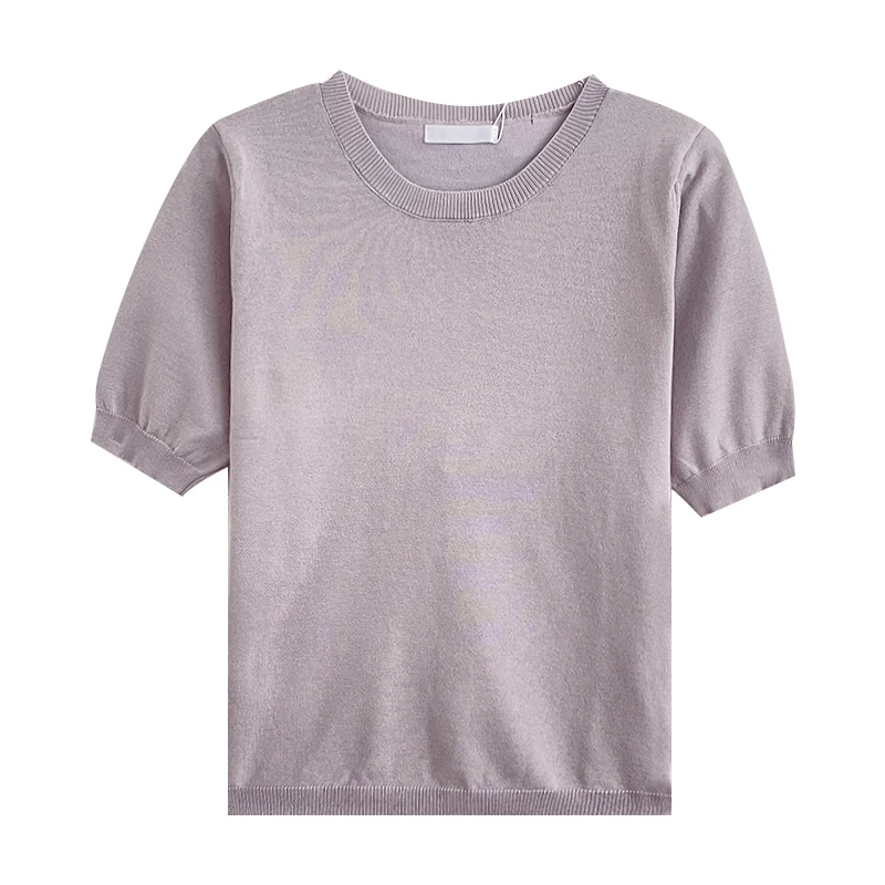 

Spring and summer style fresh solid color basic loose thin short sleeve t-shirt