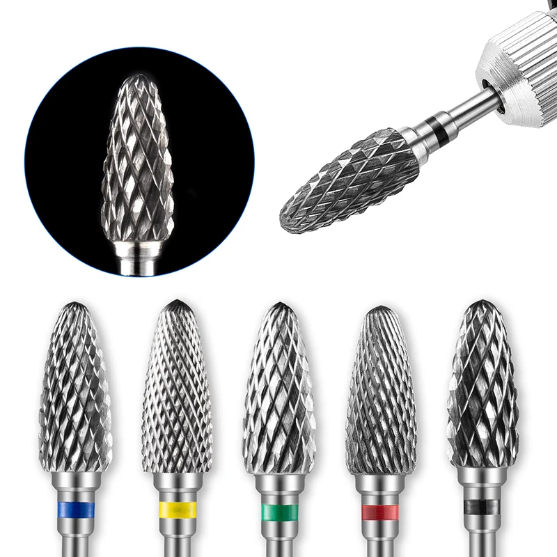 5Pcs Tungsten Carbid Nail Drill Bits Rotate Electric Carbide Milling Cutters for Manicure Gel Polish Remover Nail Files Pedicure nail art tools,nail drill bit,nail drill bits,nail manicure accessories