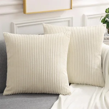 Olanly Fodera per cuscino in velluto a coste 45x45 Fodera per cuscino morbida e soffice striscia 50x50 Federa per cuscino decorativa di lusso per la casa per divano soggiorno 1