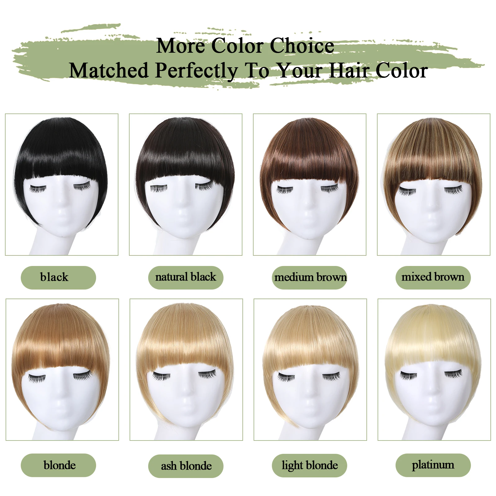 HAIRCUBE Bangs Hair Clip French Clip In Thick Natural Synthetic Full Bangs Straight Extensions Synthetic Wig For Women Girls hair extensions hair bangs