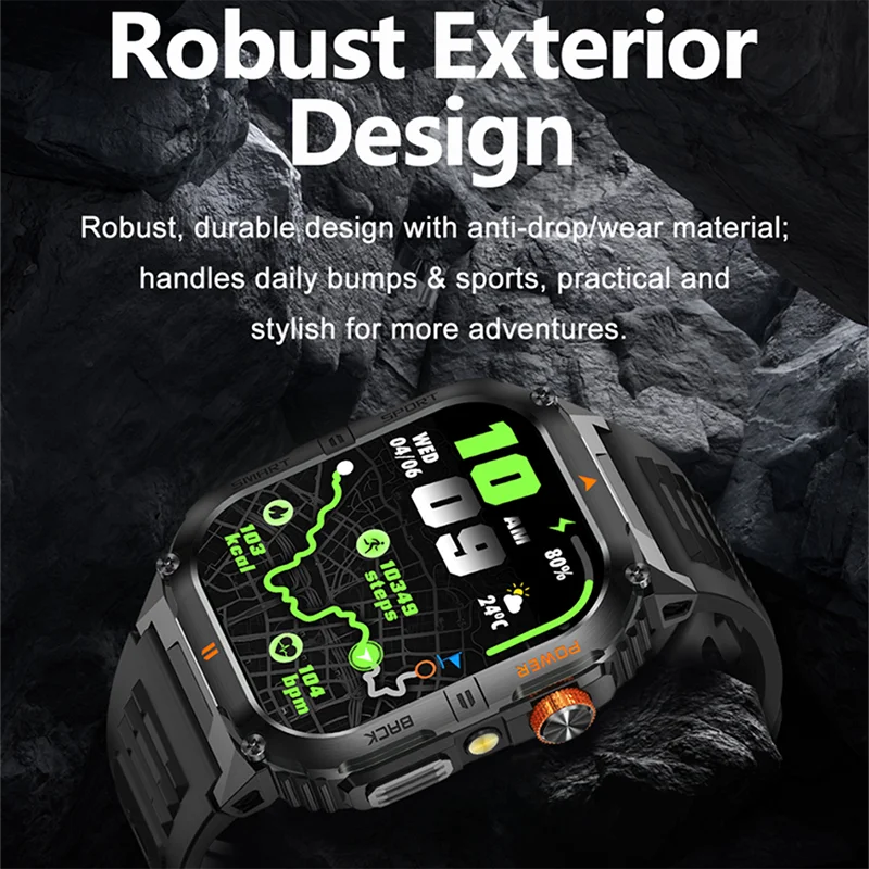 2025 New GPS Military Outdoor Sports Smart Watch Men 2.01-inch AMOLED 3ATM IP69K Waterproof Compass Call Swim Fitness Smartwatch