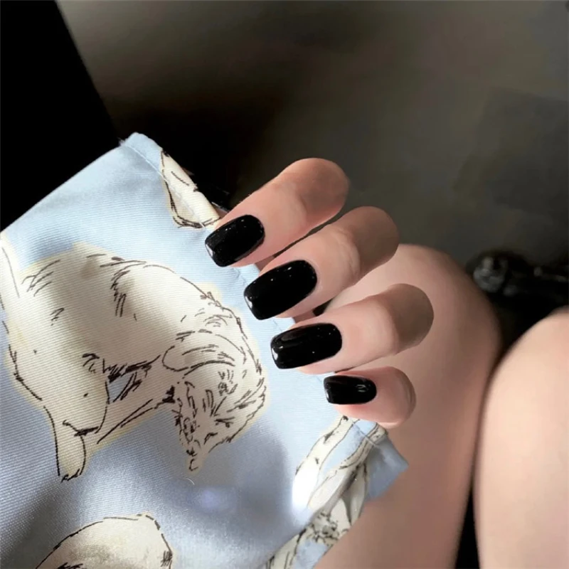 

Pure Black Finished Nail Beauty Patch Wear Armor Fake Nail Patch
