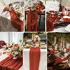 1pc Terracotta Boho Crinkle Table Runner, Long Gauze Rustic Cheese Cloths for Wedding Bridal Shower Birthday Party Decorations 2