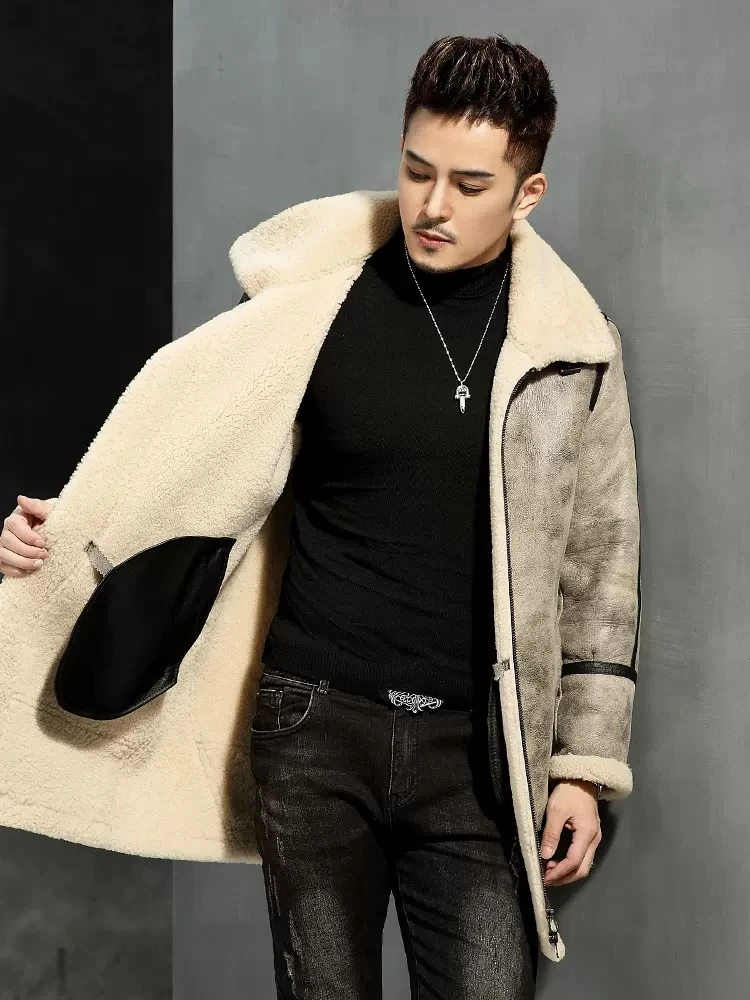 Men Original Sheep Fur Overcoat Hip Hop Long Winter New Male Warm Real Fur  Jacket Colors Mixed Straight Natural Wool Trench Coat - Genuine Leather -  AliExpress