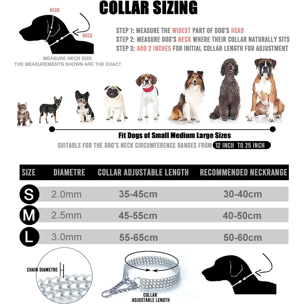 Strong Dog Chain Collar Chew Proof Triple Row Chain Adjustable Walking Collar Metal Cuban Link Dog dog collar,pet collar