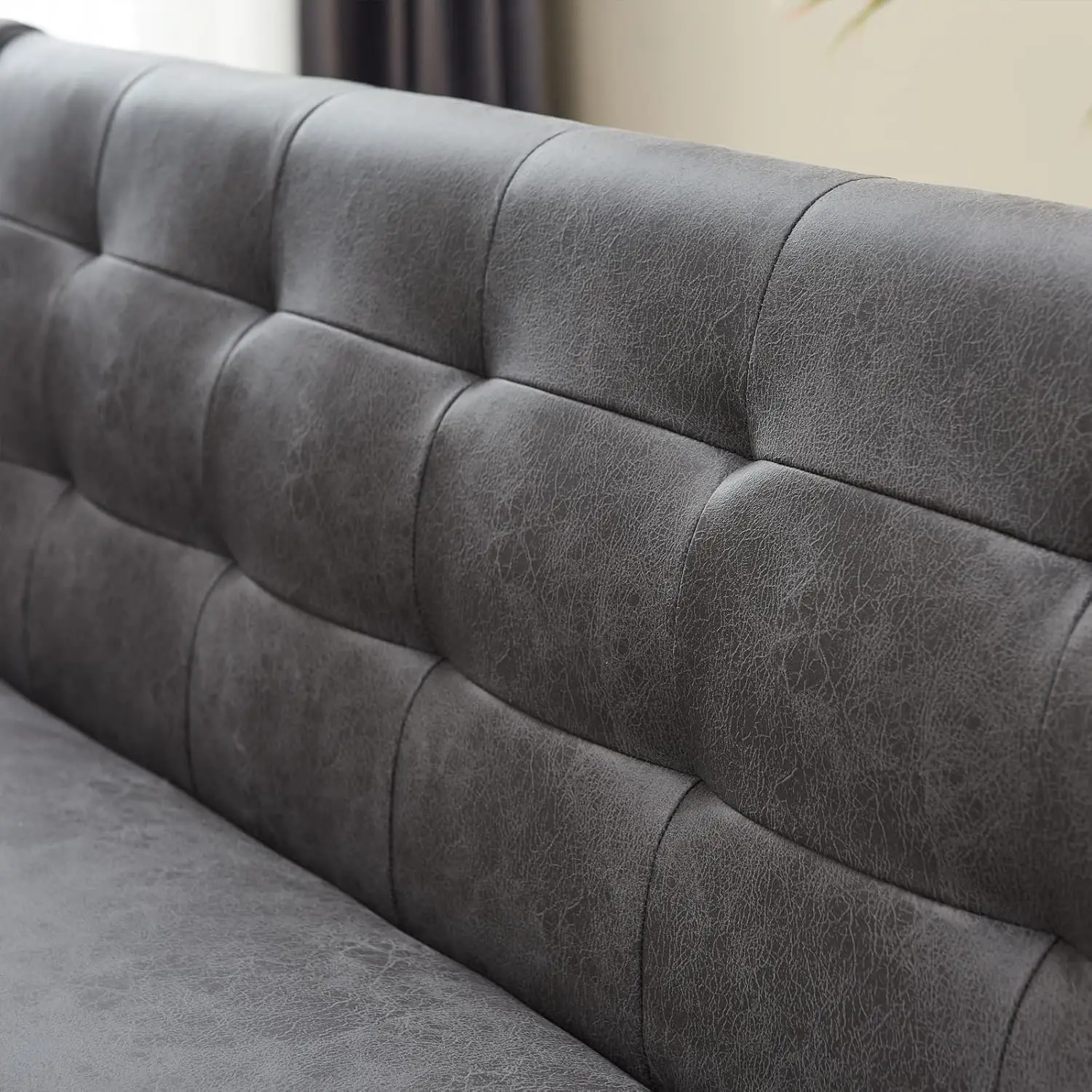 Modern L-Shaped Dining Bench, Vintage Fabric Upholstered Corner Sofa with Metal Legs for Kitchen Nook, Living Room