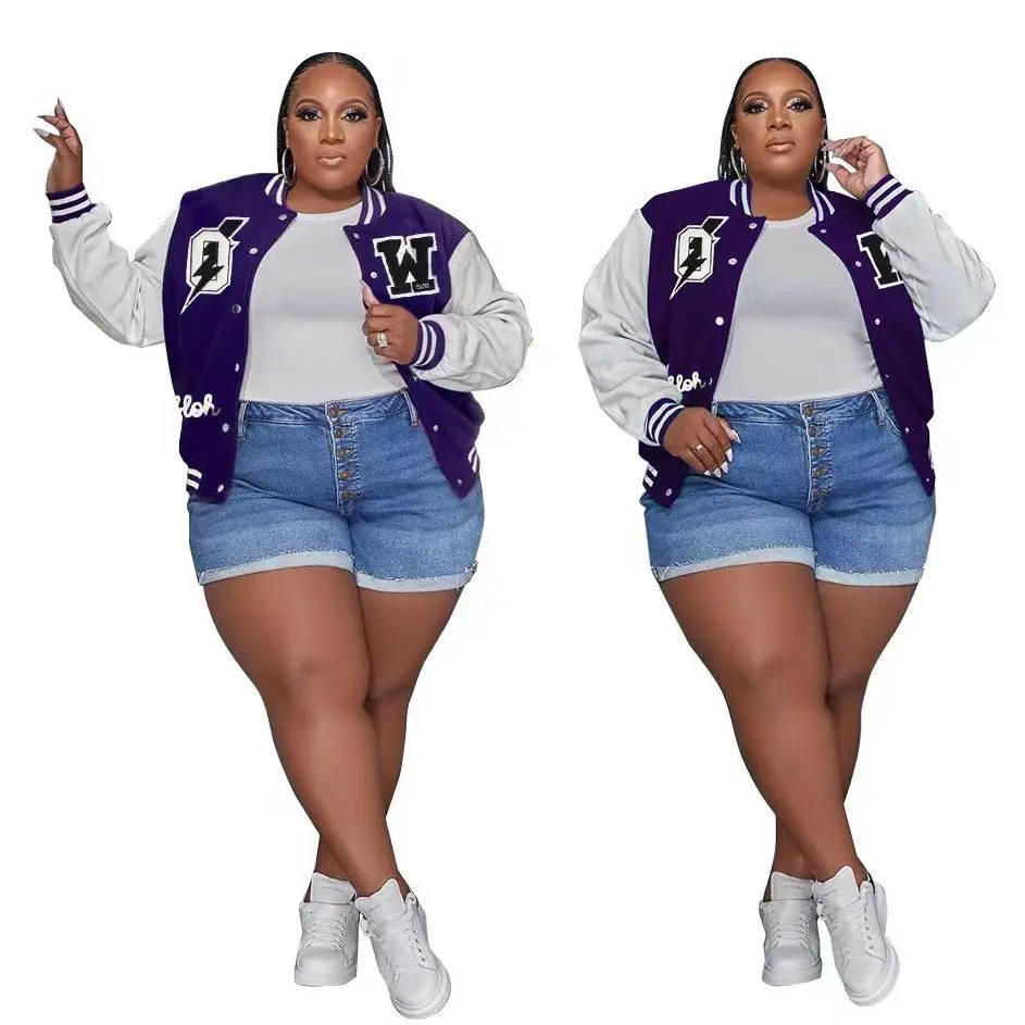 Plus Size Women Letter Jacket 2022 Winter Baseball Coat Female Autumn Fashion Designer Jackets Lady Fall Pilot Coat Wholesale