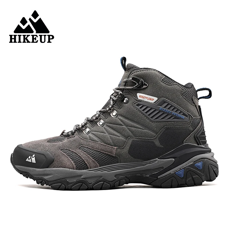 HIKEUP Boot Men Outdoor Hiking shoes Suede High Top Trekking Men Shoes Tactical Combat Military Boots