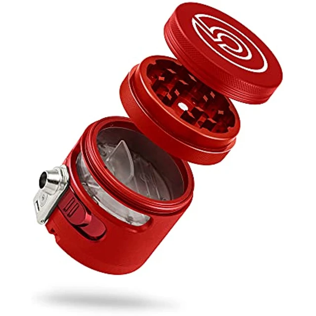 Tectonic9 MANUAL Herb Grinder w/ AUTOMATIC Electric Herbal Spice Dispenser  Large 2.5 Aluminum Alloy (Red)