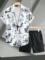 3D Printed Men's Short-sleeved Shirt And Beach Shorts Set Summer Street Fashion Men's Casual Shirt Outdoor Everyday Men's Shorts 2