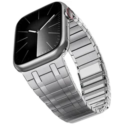 Titanium Color Stainless Steel Magnetic Watch Band Strap - 42 44 45 46 49mm (Silver)