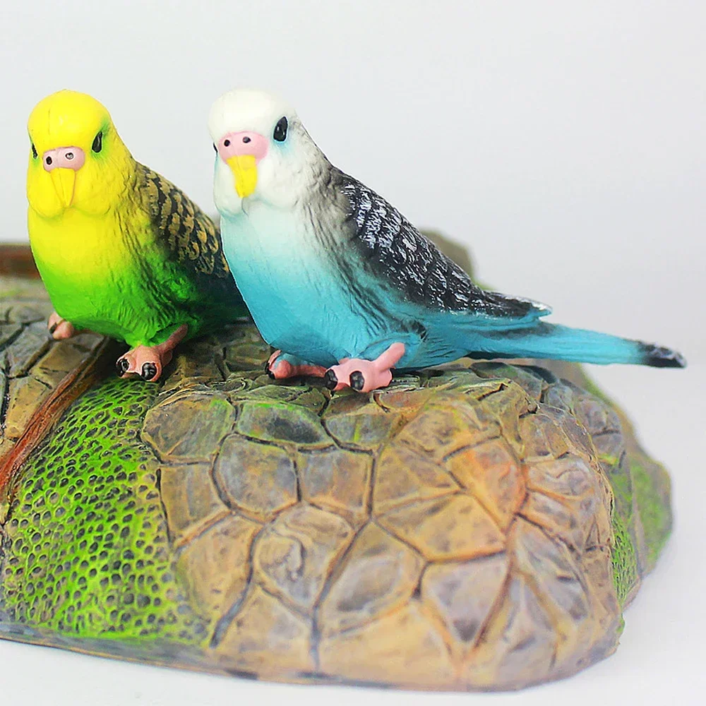 Creative Simulation Parakeet Parrot Landscape Ornament Miniature Animal Model Lawn Figurine Artificial Bird Photography Props