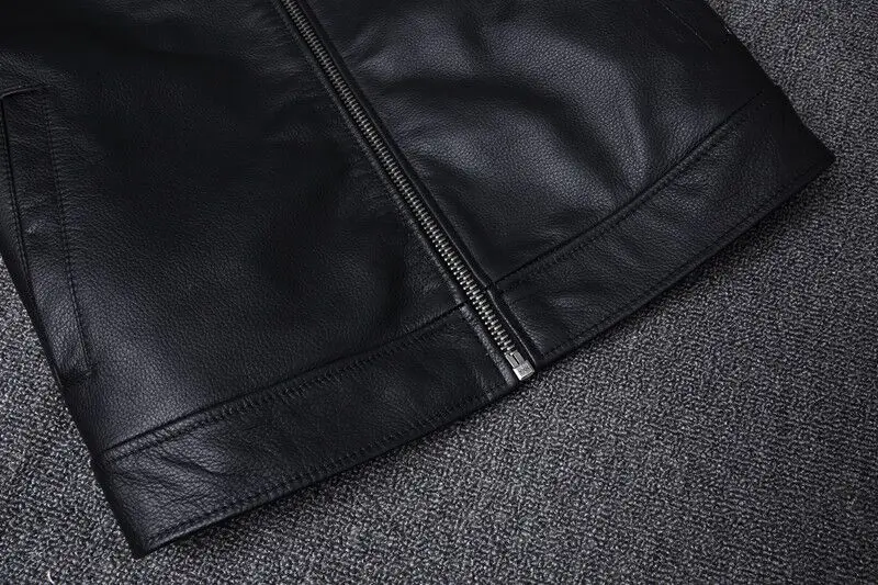 Description Picture 6 of itemBlack Quilted Leather Jacket Men Genuine Cow Leather Coat Winter Casual Mens Jackets Autumn Slim Fit Overcoat Male Clothes