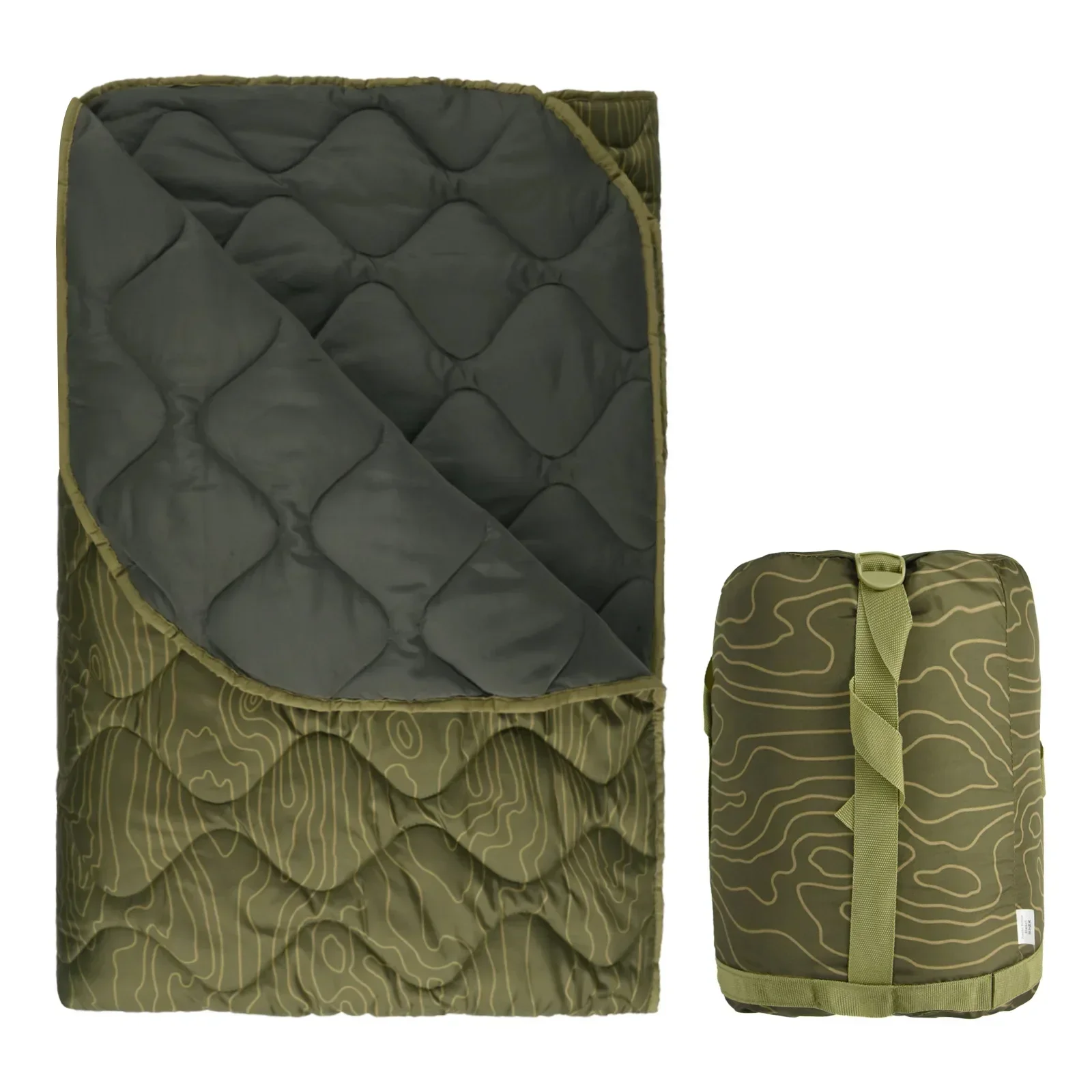 Outdoor Camouflage Quilt, Camping Multifunctional Nap Blanket, Button Picnic Quilted Quilt, Camping Mat, Camping Supplies 2
