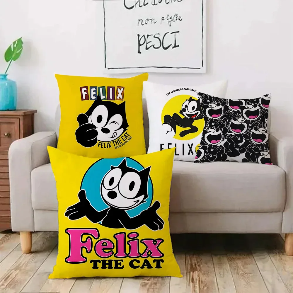 F-Felix The Cat Exquisite Pillow Covers Cartoon Sofa Decorative Home Double-sided Printing Short Plush Cute Cushion Cover 3
