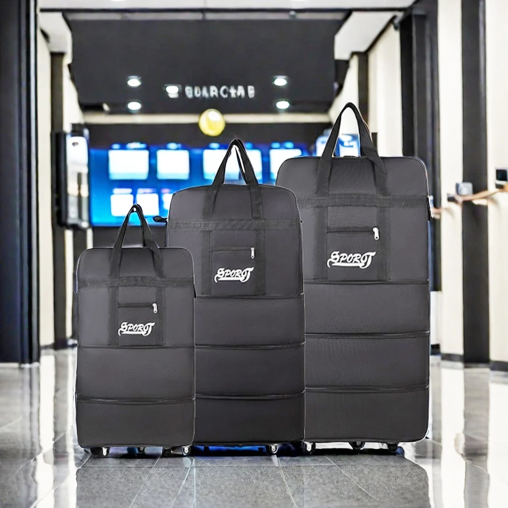 Luggage Bag With Wheels Expandable Folding Oxford Trolley