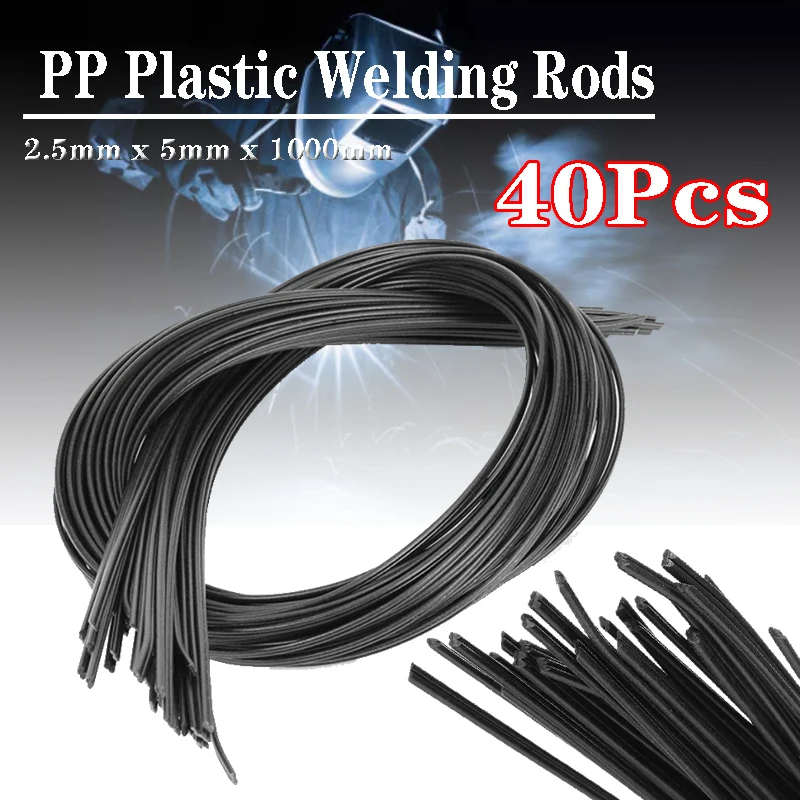 Welding Rods Plastic Welding Rods 40PCS Black PP Plastic Welding Rods for Plastic Weldeing Gun/Hot Air Gun/Welding Tool