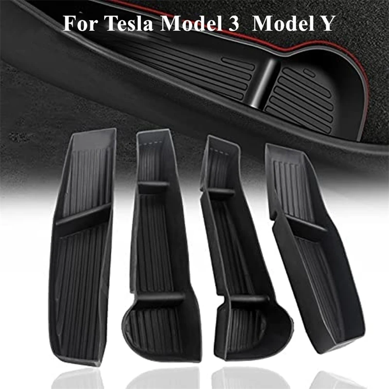 

4PCS Car Door Side Storage Box for Tesla Model 3 Y Door Armrest Umbrella Trash Can TPE Foldable Washable Tidying Modely
