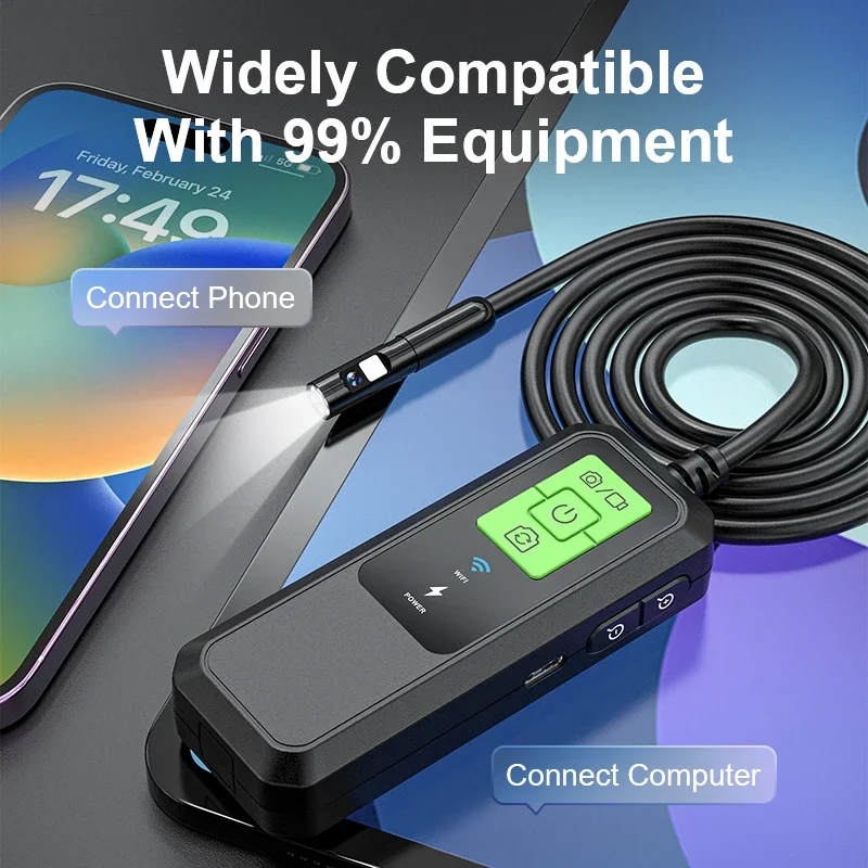 New Update 1440P HD Endoscope Camera 7.9mm 10M Length Rigid Endoscope Wifi Camera For Mobile