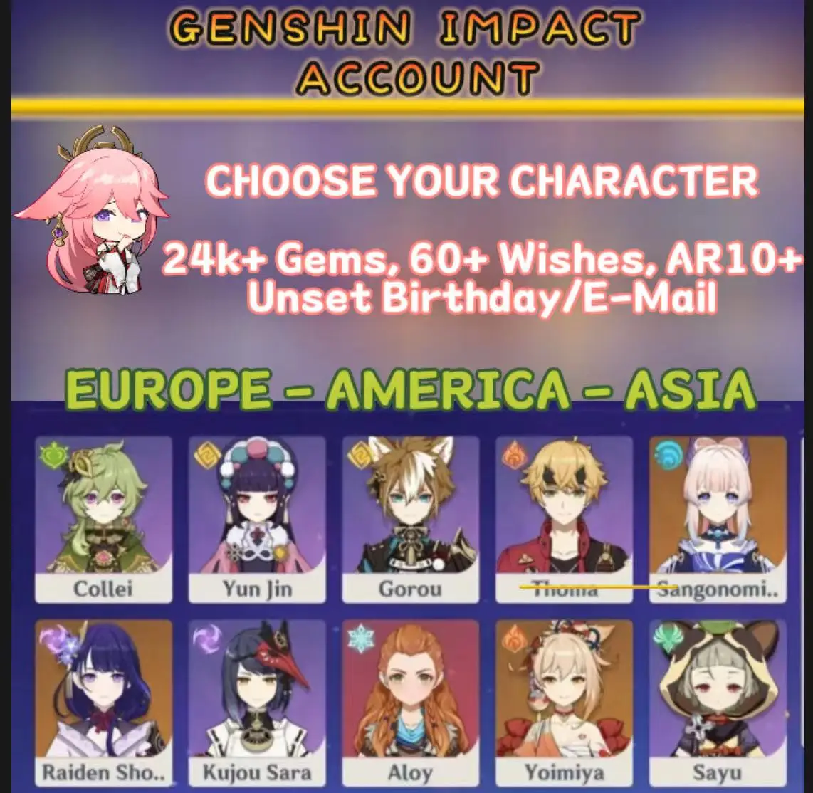 

Genshin Impact Account 2 Limited e, One 5 Star, Zhongli Baizhu DIY, Raise Nahidalhaitha, 450 Rolls, Europa, America, Asia