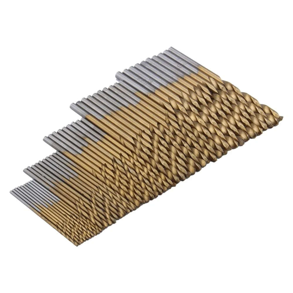drill bit set 50pc titanium plated twist drill set 1-3mm small drill bit electric drilling set DIY woodworking drilling and opening tool