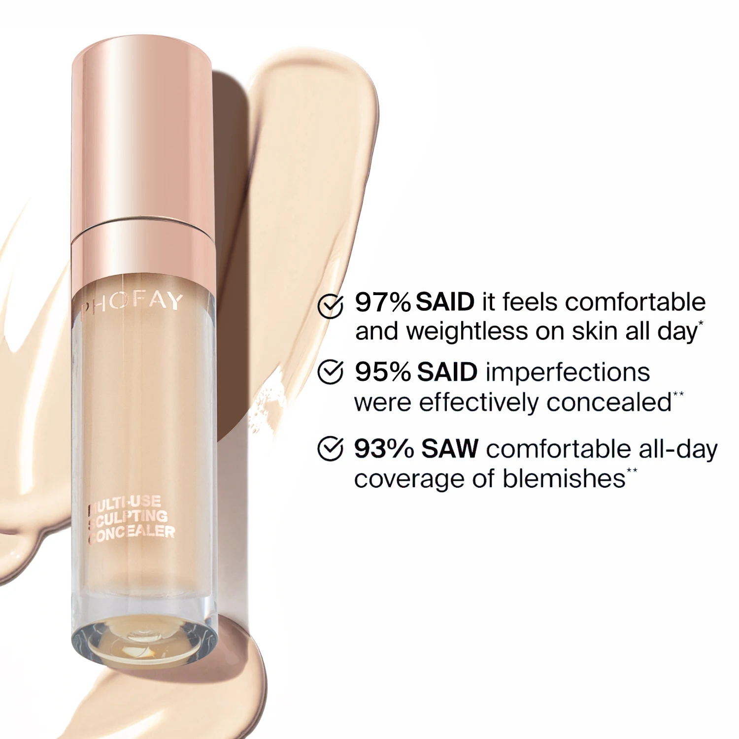 PHOFAY Super Coverage Concealer with Flexible Moisturizing Liquid Foundation Cover Dark Circles and Acne Spots Modify Skin Tone