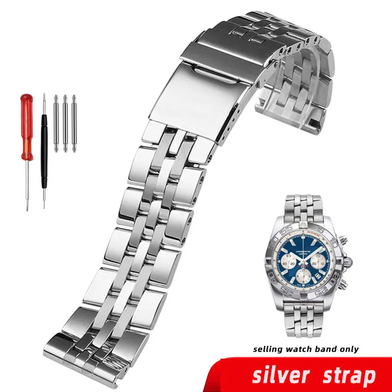 thumbnail image 1 of Correa de acero inoxidable de alta calidad para reloj de pulsera, 22 y 24 mm, para Breitling Super Ocean Challenge Avengers WatchBand para hombre, 1 of 5