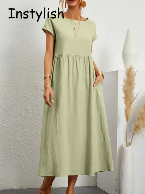 Women Elegant Solid Maxi Dress: Embrace the Vintage Charm this Summer!