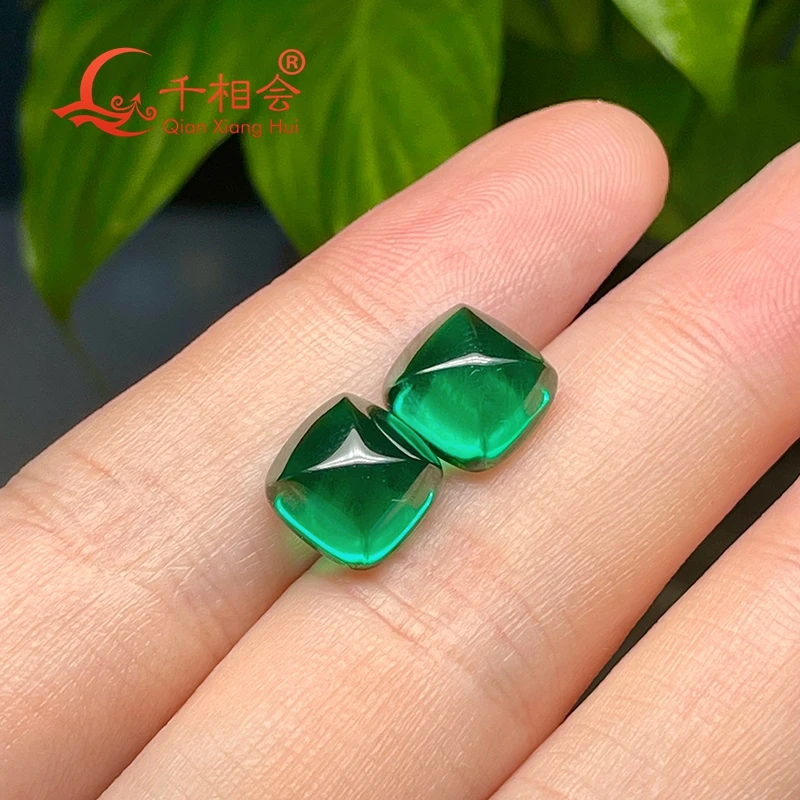 

10*10mm Sugar-loaf Cut Tower shape nano green color clear loose gem stone fjor jewelry making