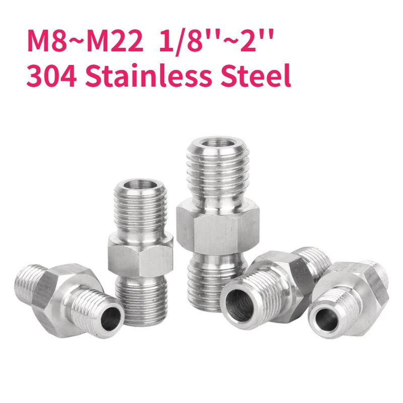 M8M22 1/8'' 1/4'' 3/8'' 1/2'' 3/4'' 1''2'' 304 스테인리스 스틸 수나사 육각 니플 고압 파이프 피팅 이퀄/리듀서