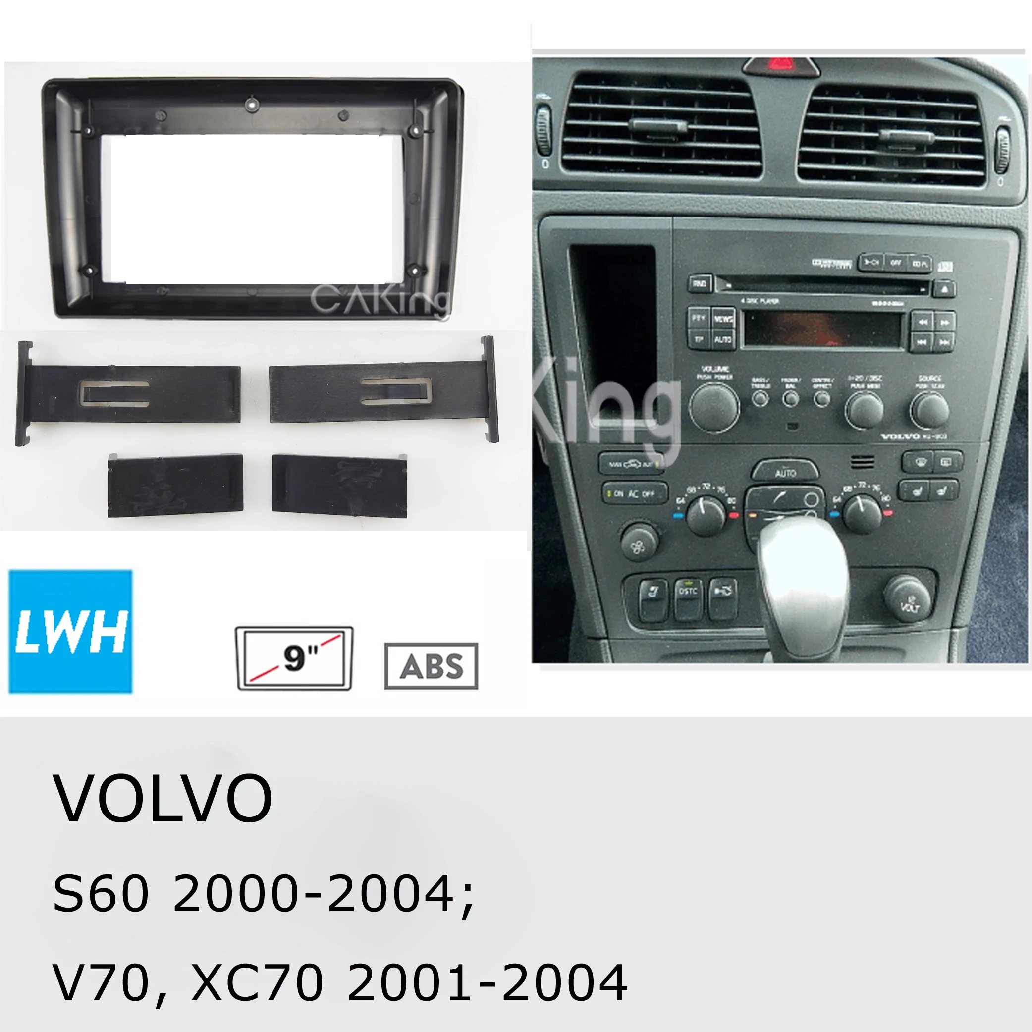 Cadre De Façade D'autoradio 2 DIN Pour Volvo Xc70 V70 S60