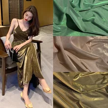

Stretch Bright Silk Gold and Silver Silk Dress Knittin Fabrics Designer Cloth Shiny Metal Bright Lady Sexy Fabric By Meter SF20
