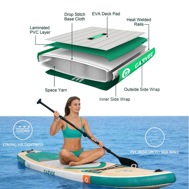 11FT/11.5FT Inflatable Stand Up Paddle Board for Adults & Youth, Wide Stable Non-Slip EVA Deck SUP with Paddle, Hand Pump & Carry Bag, All-Skill Level Paddle Board for Water Sports