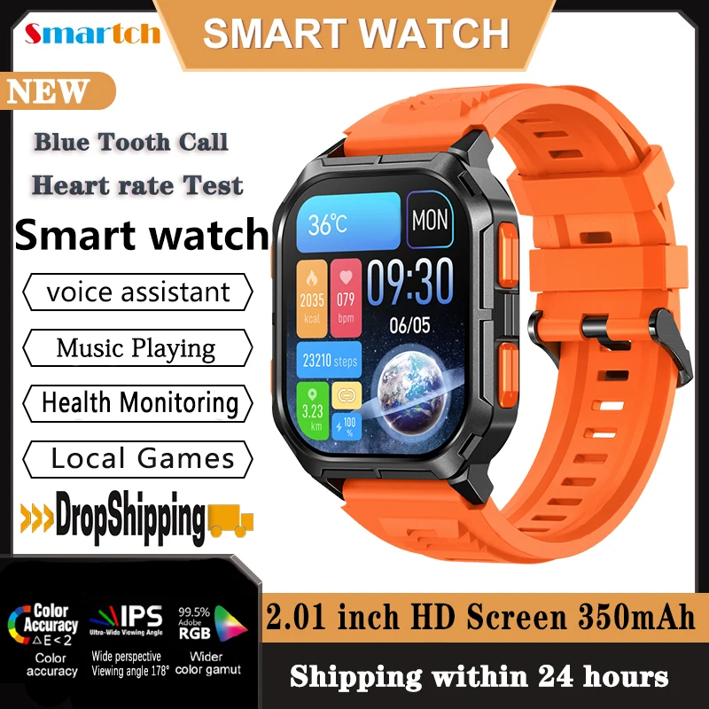 

Smart Watch Men Make Answer Call 2.01" Screen Fitness Tracker Heart Rate Blood Oxygen Monitor Waterproof Smartwatch Blood Oxygen