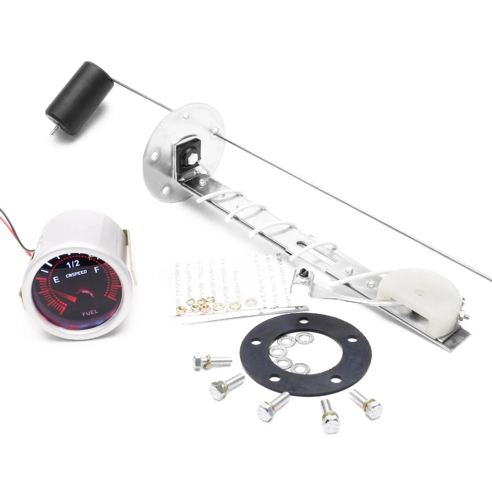 

12V Car Auto Fuel Level Gauge E-1/2-F Pointer 2"52mm Universal White LED Smoke Meter With Fuel Sensor Oil float YC101317