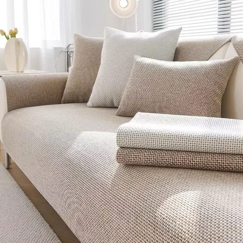 1PC Woven Cotton Linen Couch Seat Covers with Backrest All