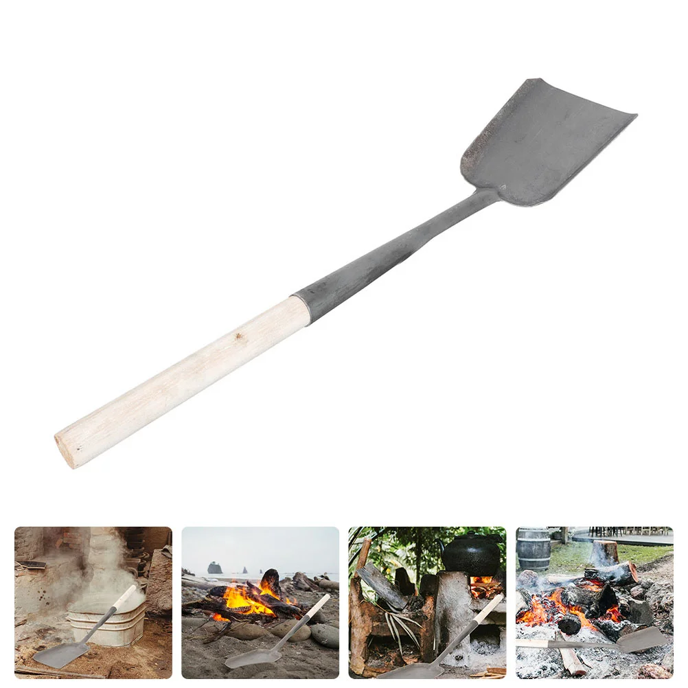 

Fireplace Long Charcoal Poker Scoop Wooden Handle Pan Oven Stove
