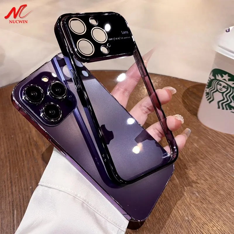 

Luxury Soft TPU Plating Case for iPhone 7 8 Plus X Xs Max Xr iPhone 11 12 13 14 Pro Max Transparent Silicone Lens Protect Cover