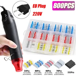 Waterproof Heat Shrink Solder Seal Electrical Splice Kit with Hot Air Gun (800pcs Heater(EU))