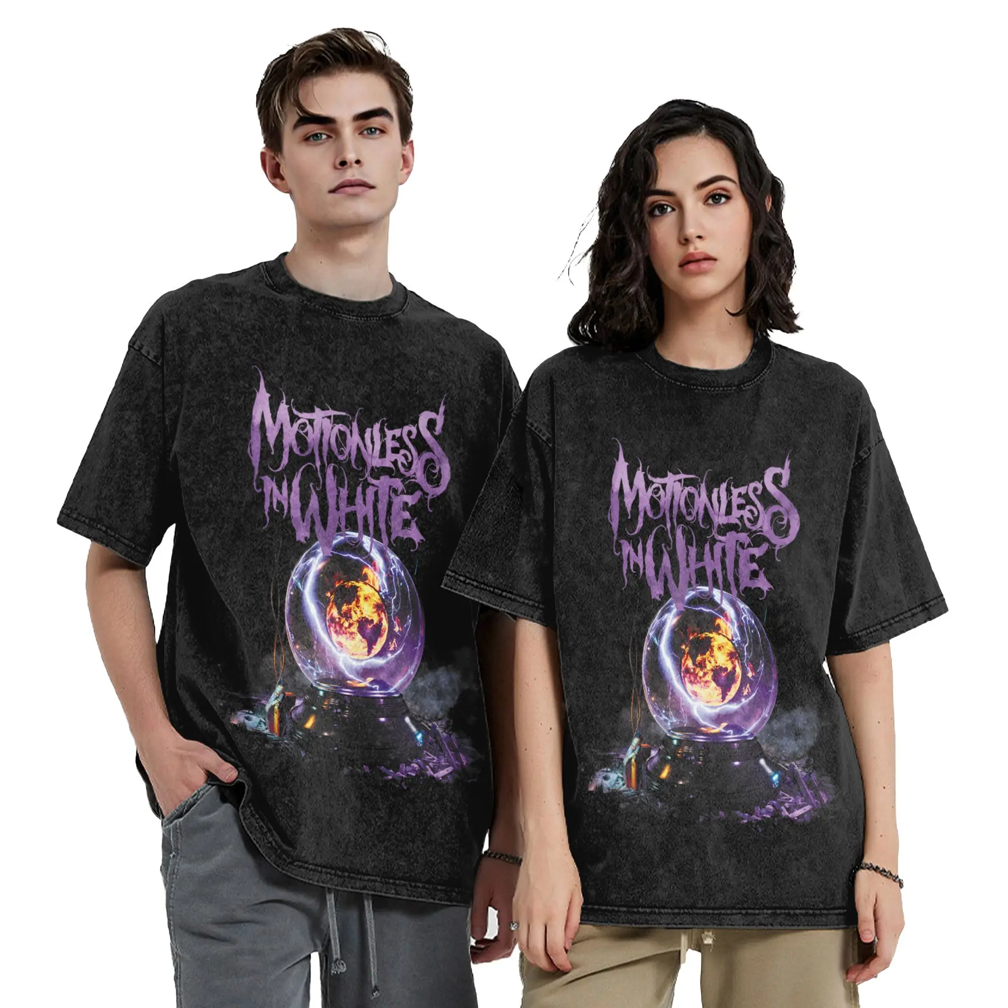 Motionless In White T-Shirt für Herren, 100 % Baumwolle, tolles T-Shirt mit Rundhalsausschnitt, kurzärmelig, Kleidung in Übergröße – Detail 1