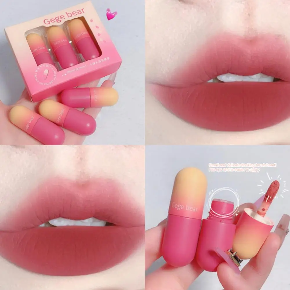 

3 Colors Waterproof Long Lasting Velvet Soft Fog Matte Lip Mud Lip Tint Set Lip Gloss Non-fading Lip Glaze Makeup Cosmetic