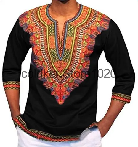 

Round Neck Muslim National Style Traditional Printing Bottoming Shirt Men's Long Sleeve T-shirt Pullover Medieval Cosplay Top