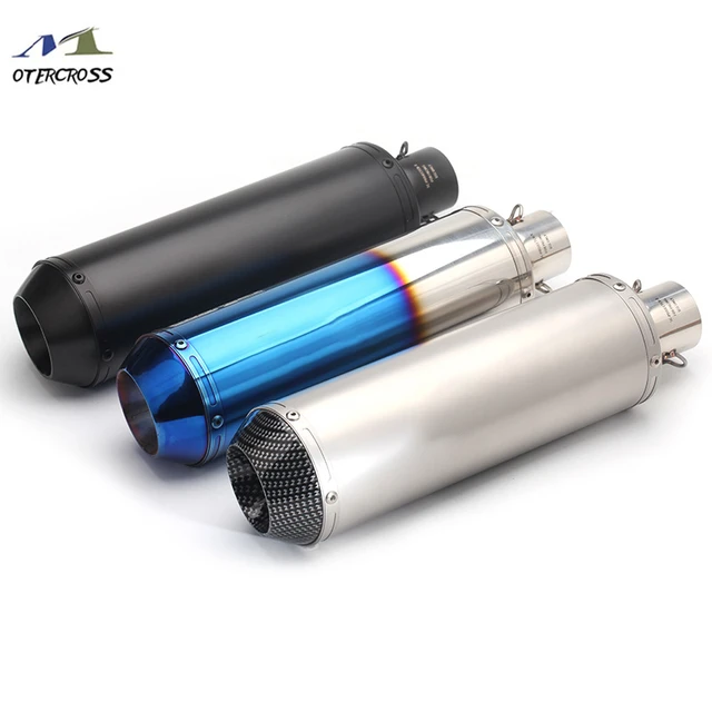 2 IN Inlet Universal Motorcycle Pipe Exhaust DB Killer Turbo Muffler End  Silencer Tube for Z800 PCX150 ZX6R RK8K9 Benelli Duke