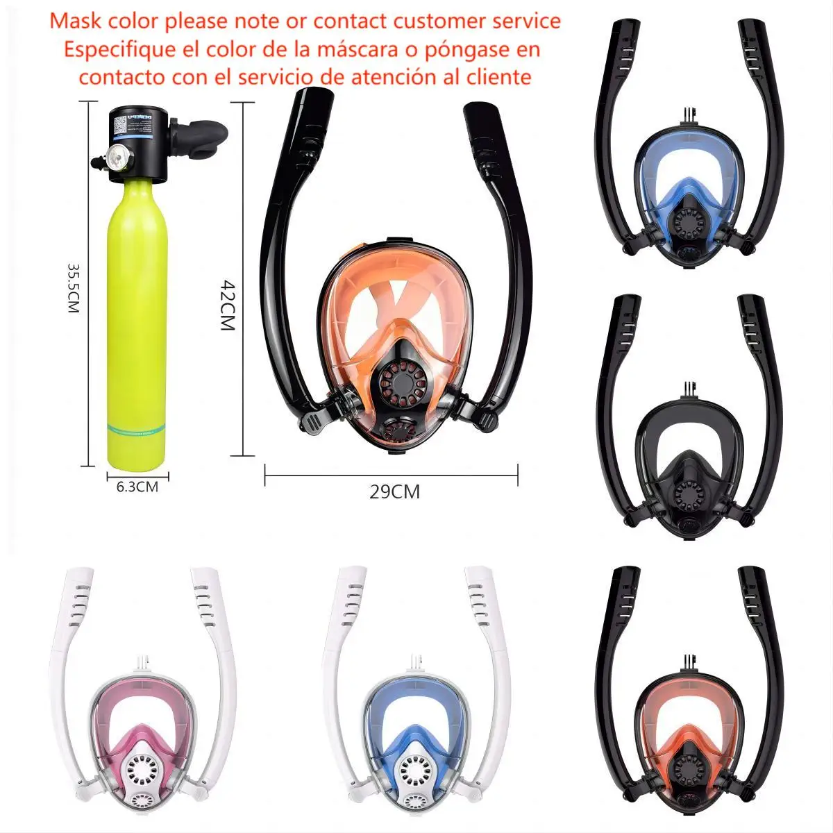 QDWETS Snorkel Scuba Tank Air Cylinder Outdoor Snorkeling Portable Scuba Diving Mask Range Extension Combination Equipment