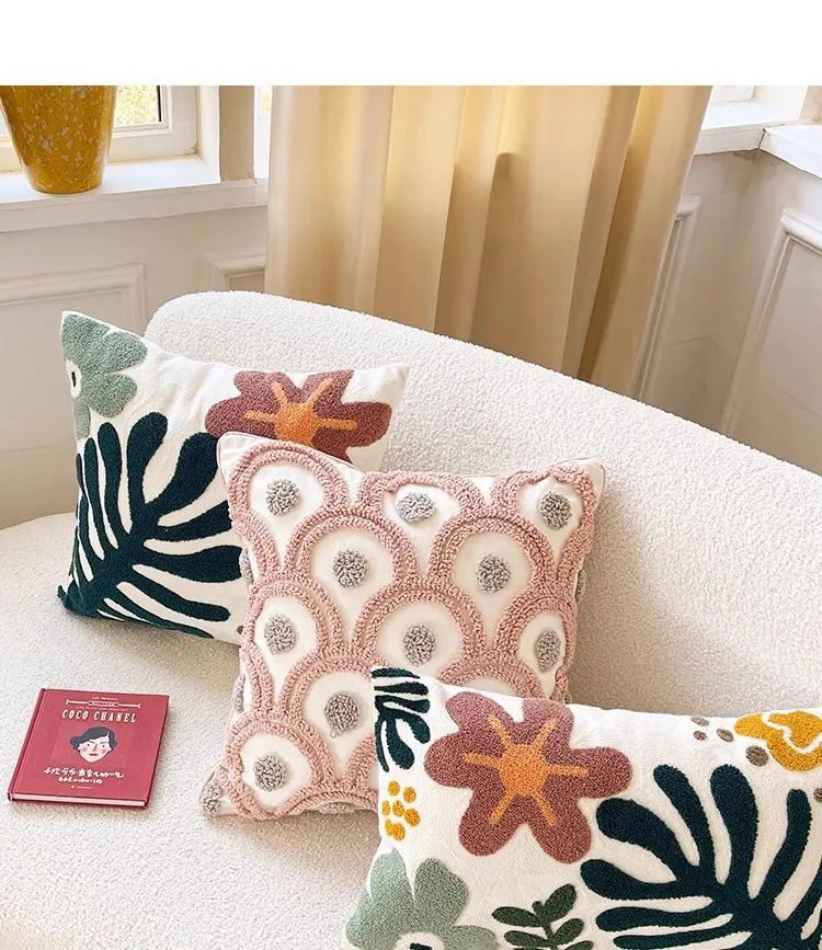 Ins Nordic Frische Gestickte Blume Kissenbezug Homestay Kissen Wohnzimmer Hause Sofa Dekor Kissen Rückenlehne Kissen Kissen Abdeckung – Detail 4