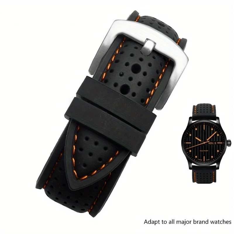 Sporty Waterproof Silicone Watch Strap - Breathable Quick Release Wristband