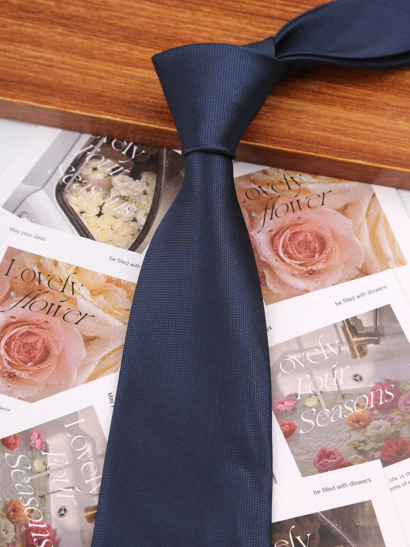 7,5/8 CM Mann Krawatte Gestreifte Krawatte Männer Business Formale Hochzeit Krawatte Marineblau Rot Krawatten Mode Party hemd Krawatte – Detail 16