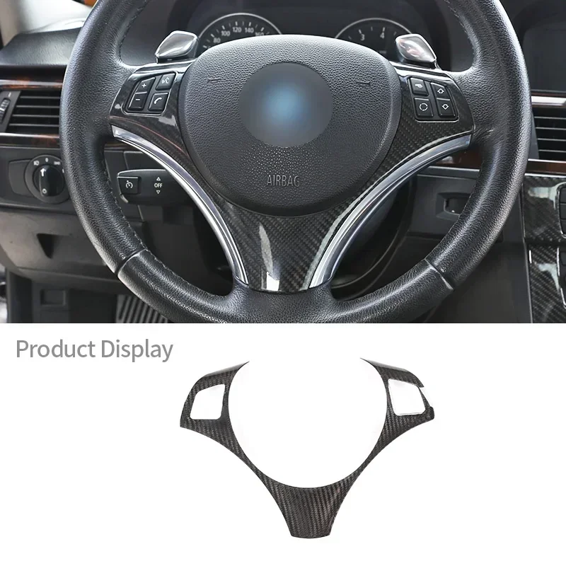 

Real Carbon Fiber Accessories Car Steering Wheel Decoration Frame Interior stickers For BMW E90 3Series 05-12 E87 1 Series 04-11