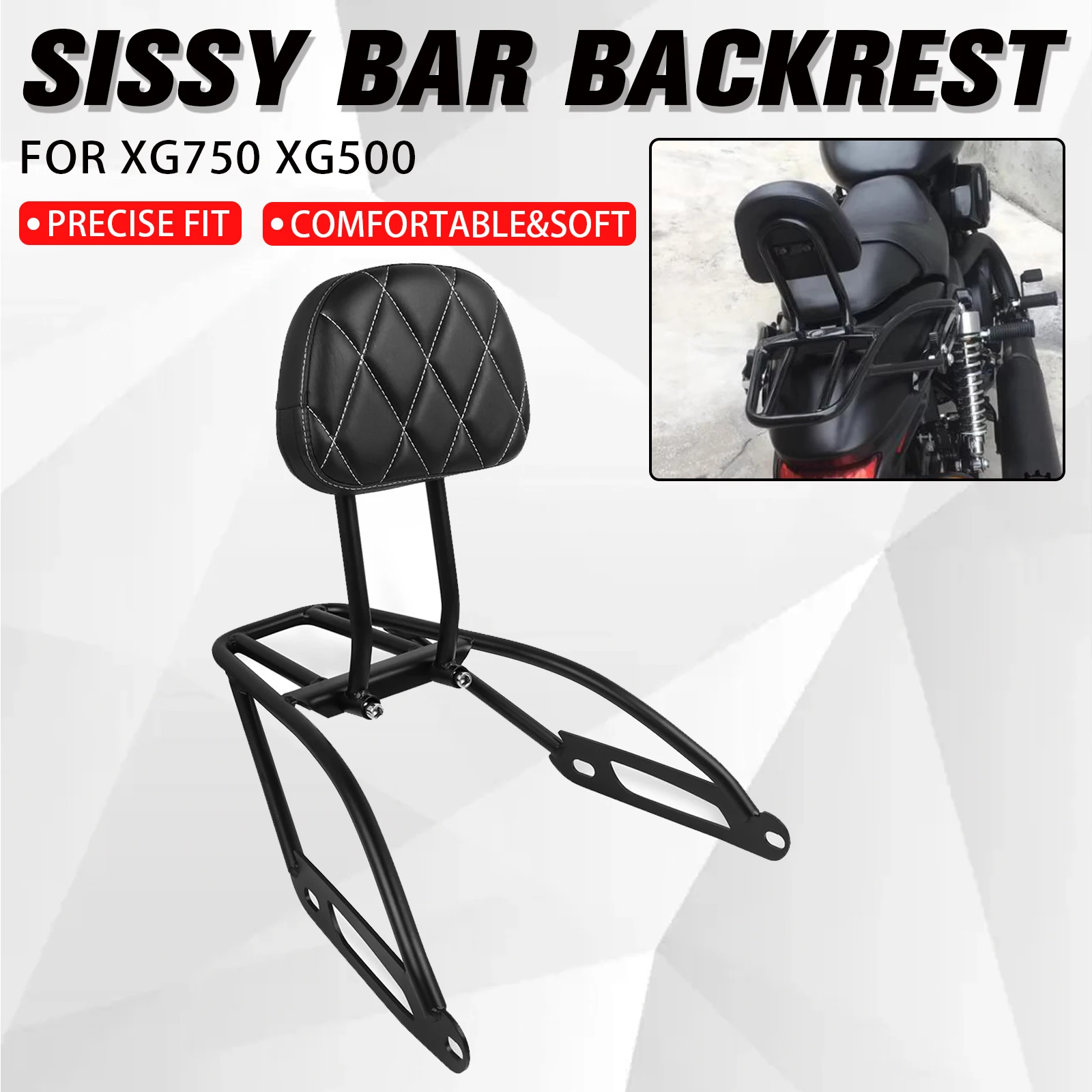 

For Harley Street 500 750 XG500 XG750 2014-2019 Motorcycle Passenger Backrest Sissy Bar With Detachable Luggage Rack