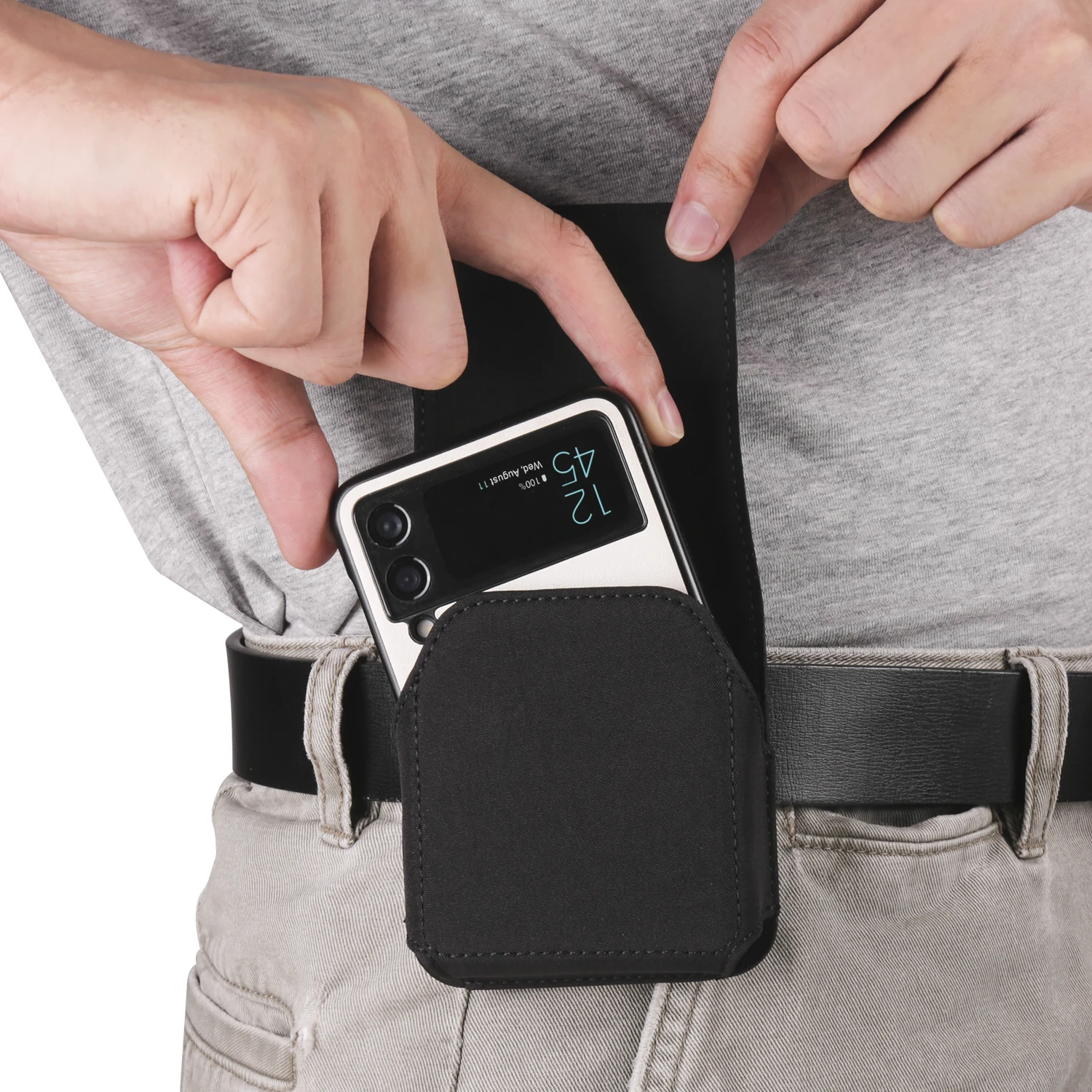 FULAIKATE Nylon-Handytasche mit Klappbildschirm für Samsung Galaxy Z Flip3 5G Hüfttasche für Motorola RAZR Huawei P50 Taschenholster – Detail 15